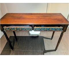 Vintage Wooden Console Table with Decorative Drawers - Image 2